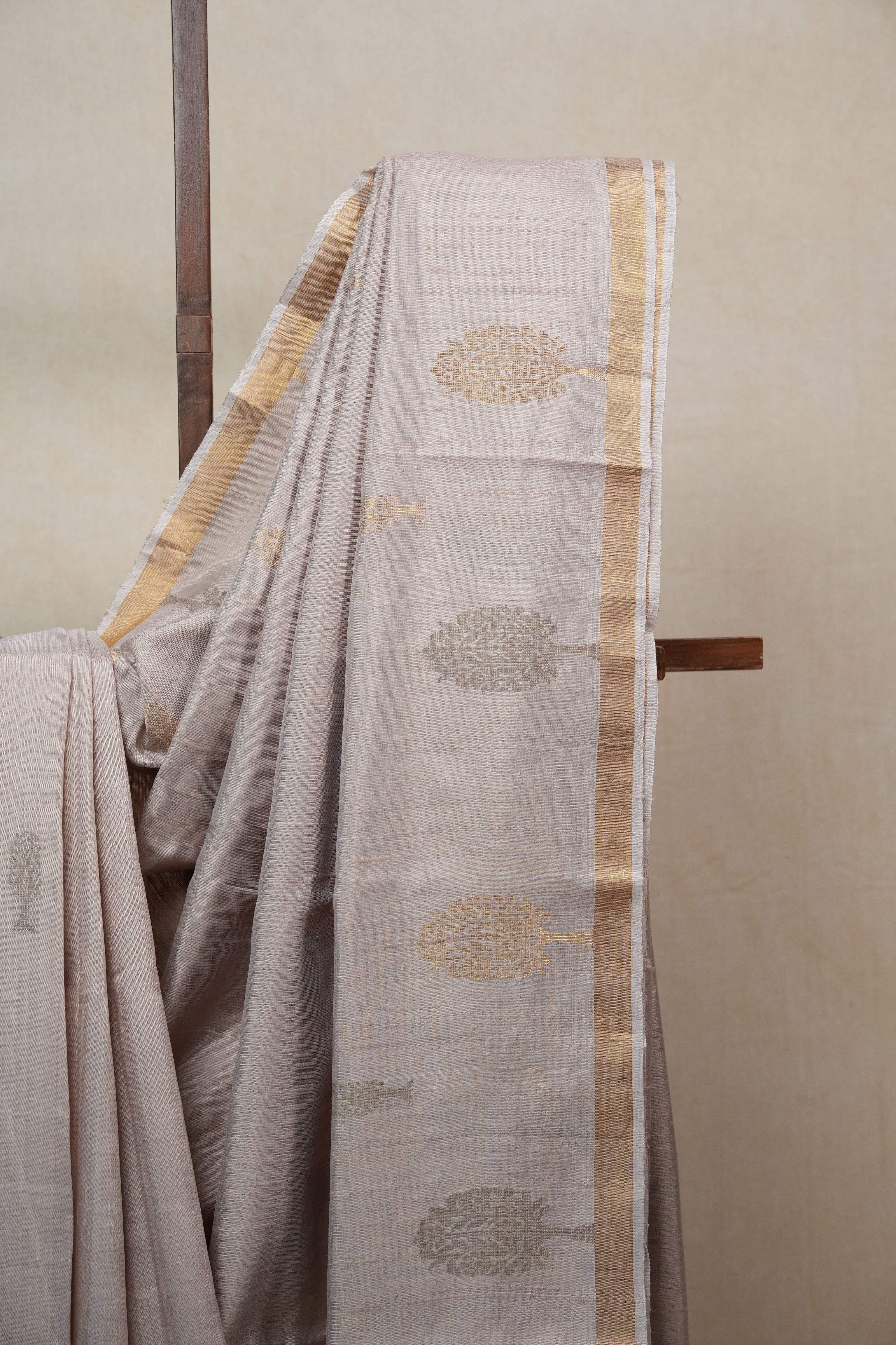 Beige Raw Silk Saree - SRBRSS719