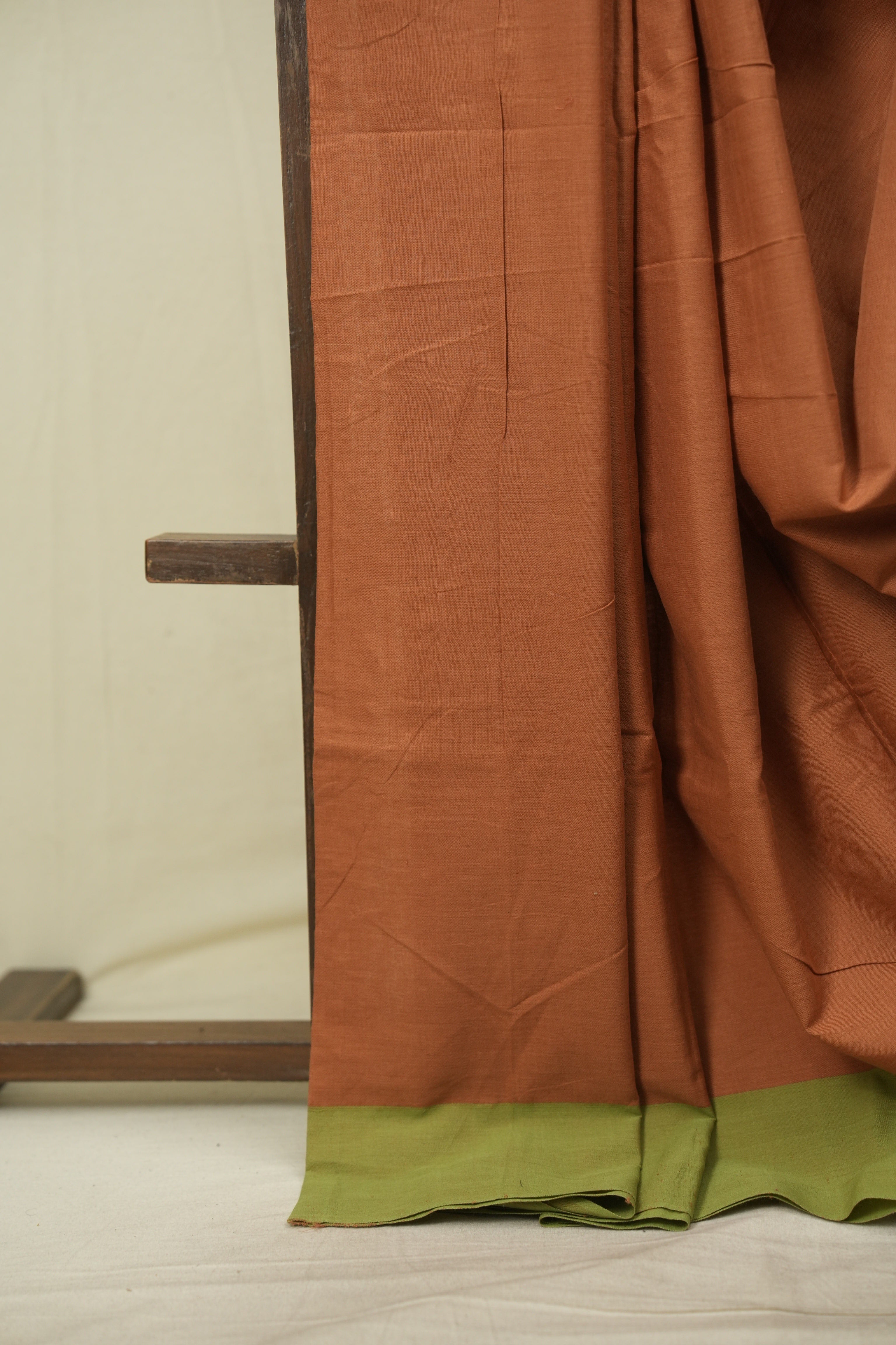 Rust Orange Cotton Ilkal Saree - SROCIS1053