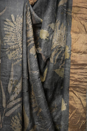 Cobalt Grey Printed Tussar Silk Saree - SRCGPTSS020
