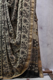 Cream HBP Cotton Silk Saree With Maheshwari Border - SRCCSS1016