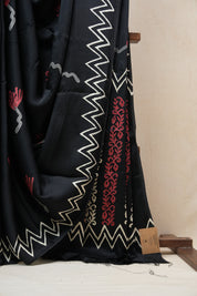 Black HBP Modal Silk Saree - SRBMSS346