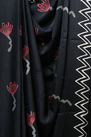 Black HBP Modal Silk Saree - SRBMSS346