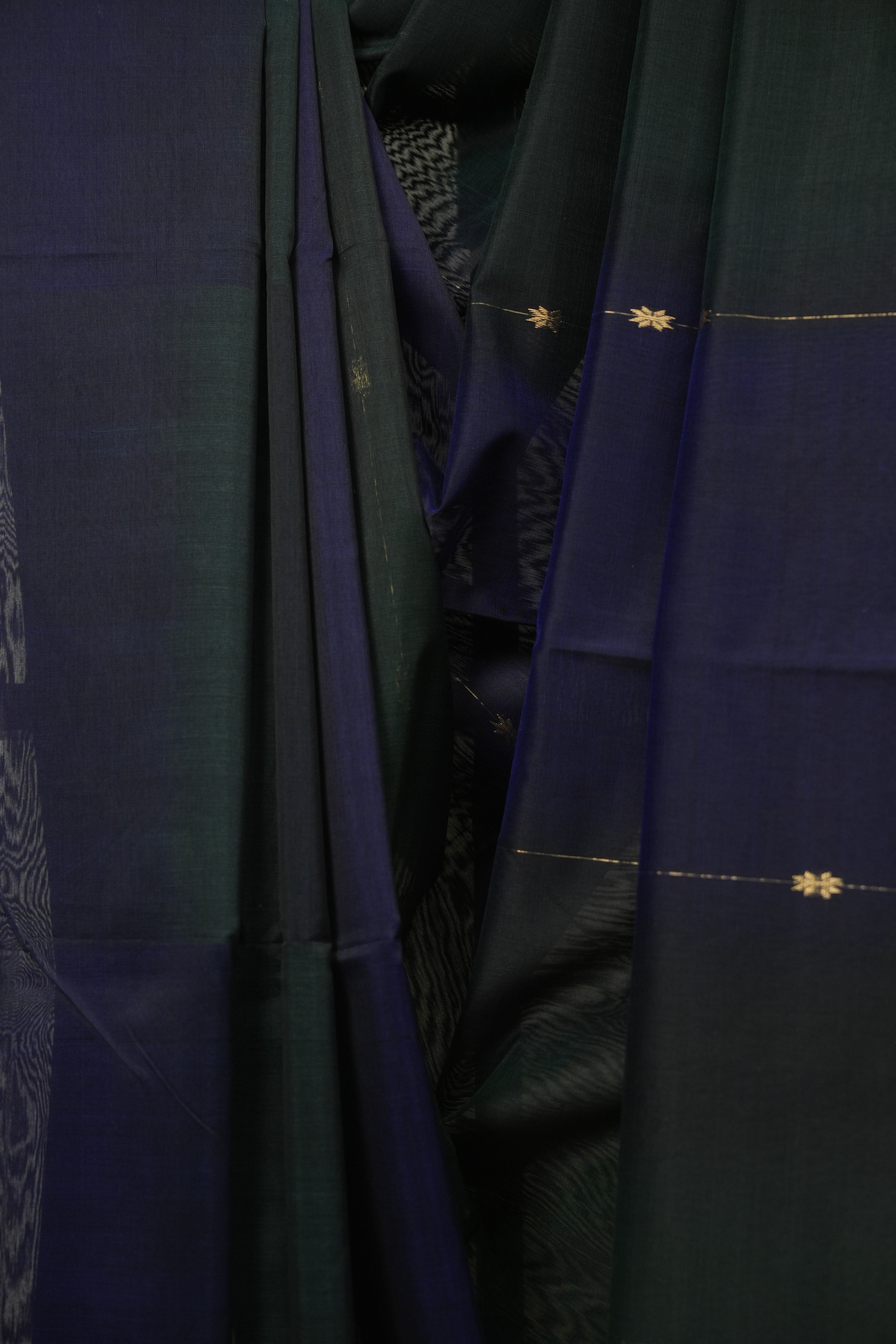 Blue- Green Maheshwari Saree - SRBGMS1299