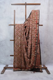 Cream-Peach HBP Cotton Silk Saree With Maheshwari Border - SRCPCSS1014