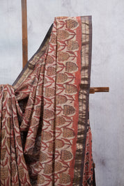 Cream-Peach HBP Cotton Silk Saree With Maheshwari Border - SRCPCSS1014