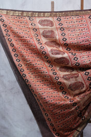 Cream-Peach HBP Cotton Silk Saree With Maheshwari Border - SRCPCSS1014