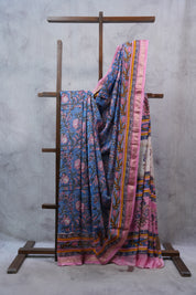 Blue HBP Cotton Silk Saree With Maheshwari Border - SRBCSS1030