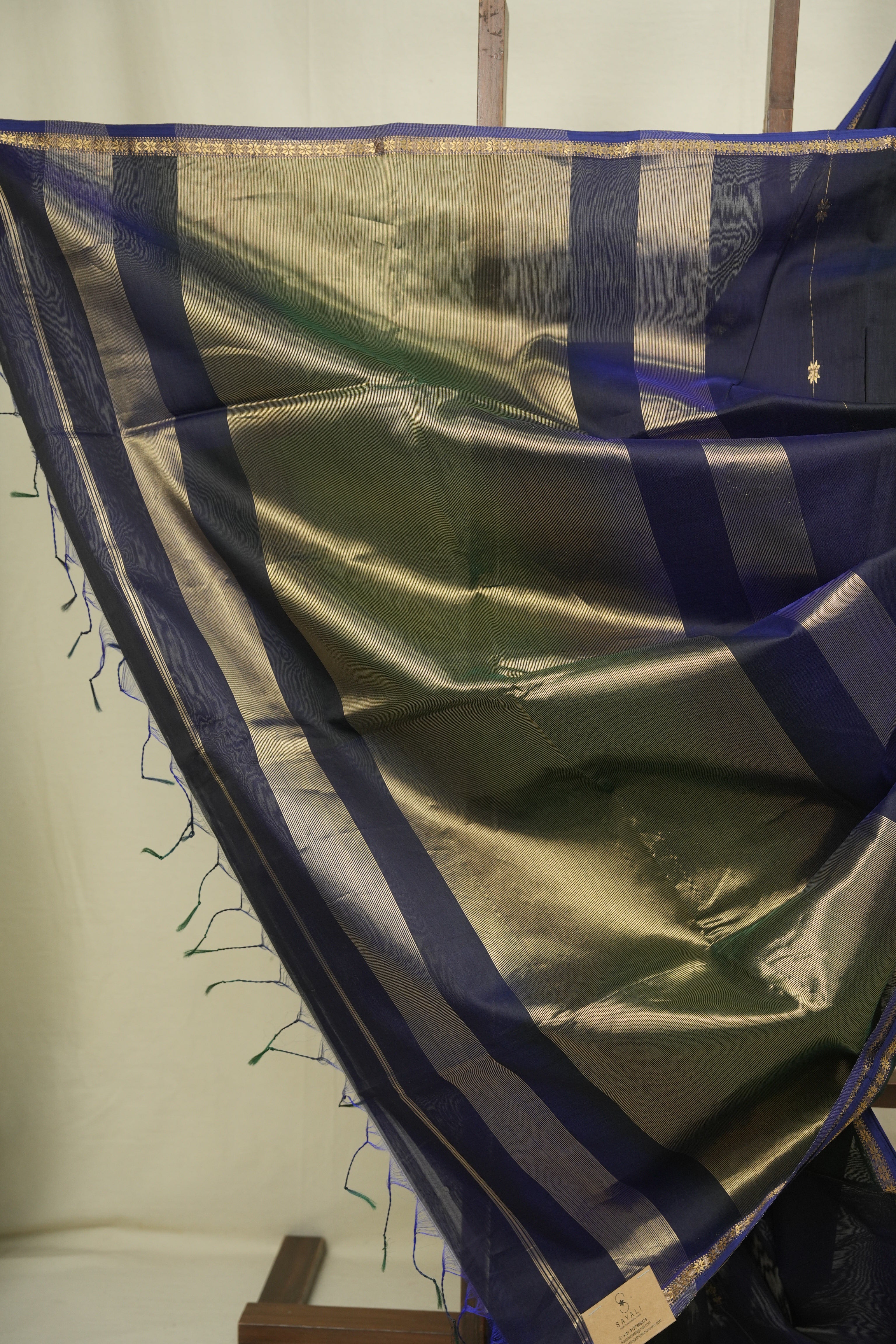 Blue- Green Maheshwari Saree - SRBGMS1299