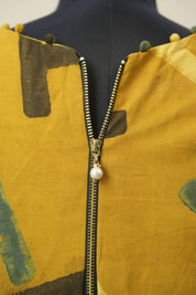 Mustard Gold HBP V-Neck Ajrakh Cotton Blouse - SRMGACB60