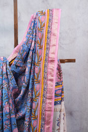 Blue HBP Cotton Silk Saree With Maheshwari Border - SRBCSS1030