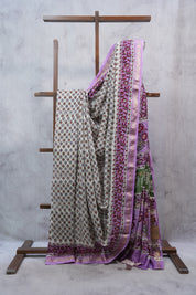 White HBP Cotton Silk Saree With Maheshwari Border - SRWCSS1031