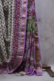 White HBP Cotton Silk Saree With Maheshwari Border - SRWCSS1031