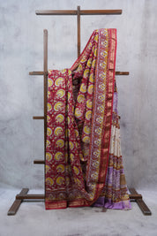Red HBP Cotton Silk Saree With Maheshwari Border - SRRCSS1033