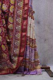 Red HBP Cotton Silk Saree With Maheshwari Border - SRRCSS1033