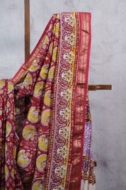 Red HBP Cotton Silk Saree With Maheshwari Border - SRRCSS1033