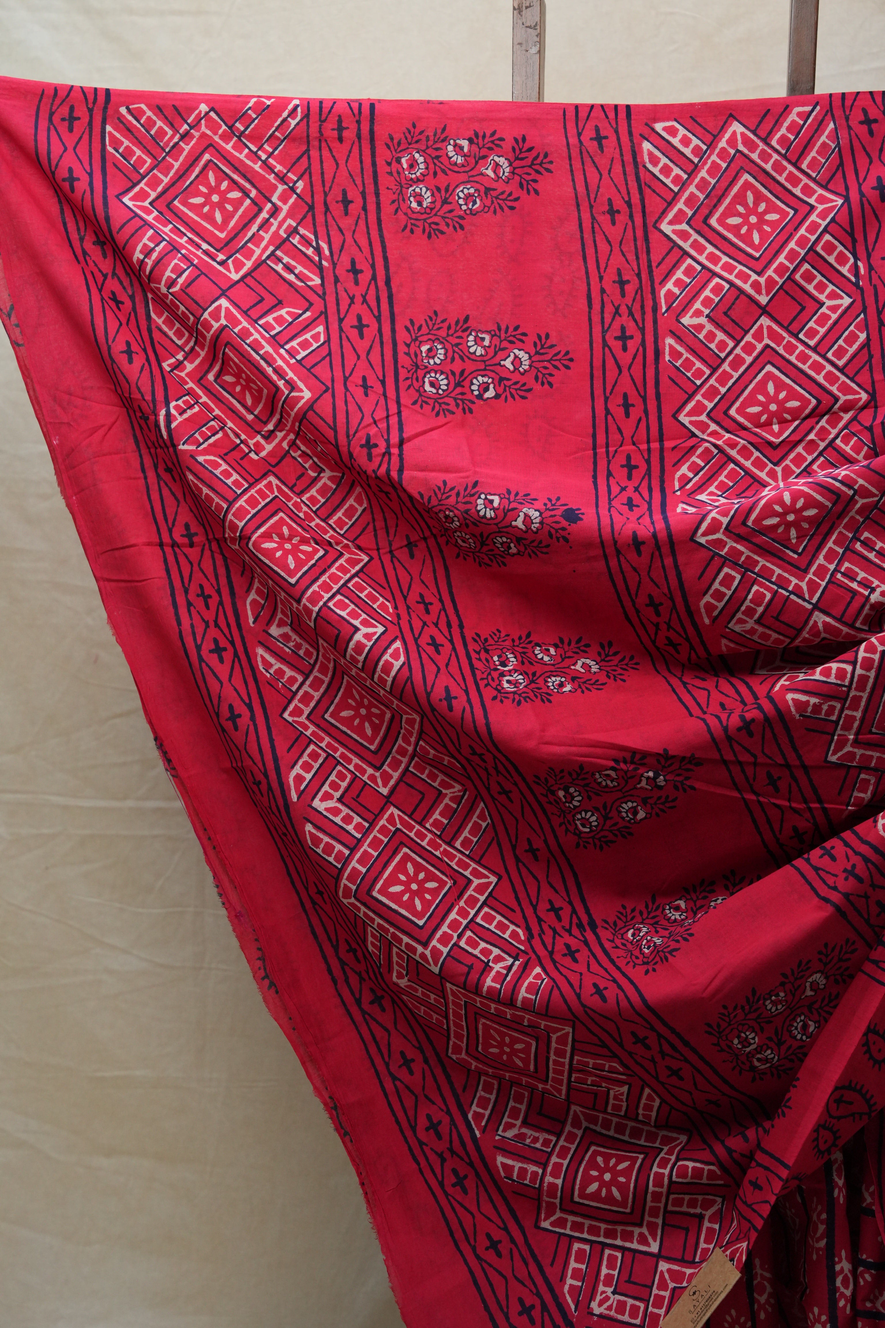 Red HBP Cotton Saree - SRRCS2603