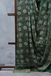 Green HBP Cotton Silk Saree With Maheshwari Border - SRGCSS1051