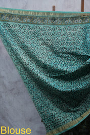 Green HBP Cotton Silk Saree With Maheshwari Border - SRGCSS1051