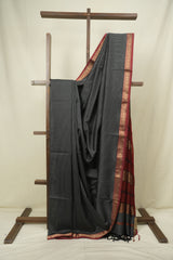 Grey-Black Maheshwari Saree - SRGBMS1343