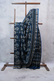 Dark Green HBP Cotton Silk Saree With Maheshwari Border - SRDGCSS1053