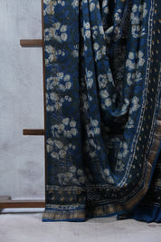 Dark Green HBP Cotton Silk Saree With Maheshwari Border - SRDGCSS1053