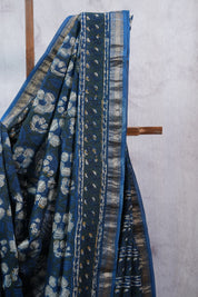 Dark Green HBP Cotton Silk Saree With Maheshwari Border - SRDGCSS1053