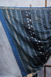 Dark Green HBP Cotton Silk Saree With Maheshwari Border - SRDGCSS1053