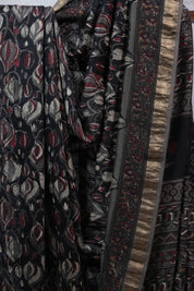 Black HBP Cotton Silk Saree With Maheshwari Border - SRBCSS1050