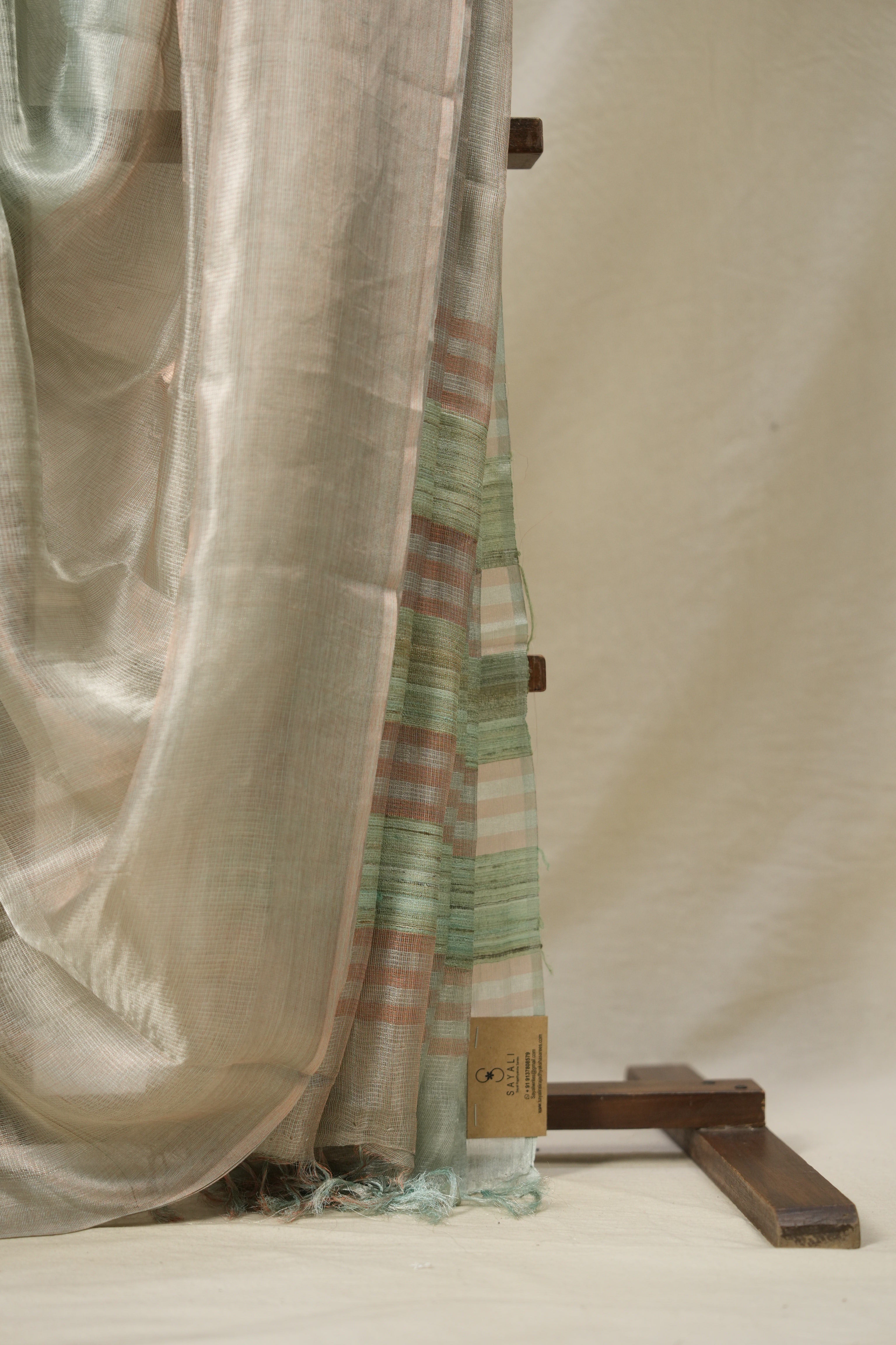 Mint Green Silver Tissue Tussar Silk Saree - SRMGSTTSS561