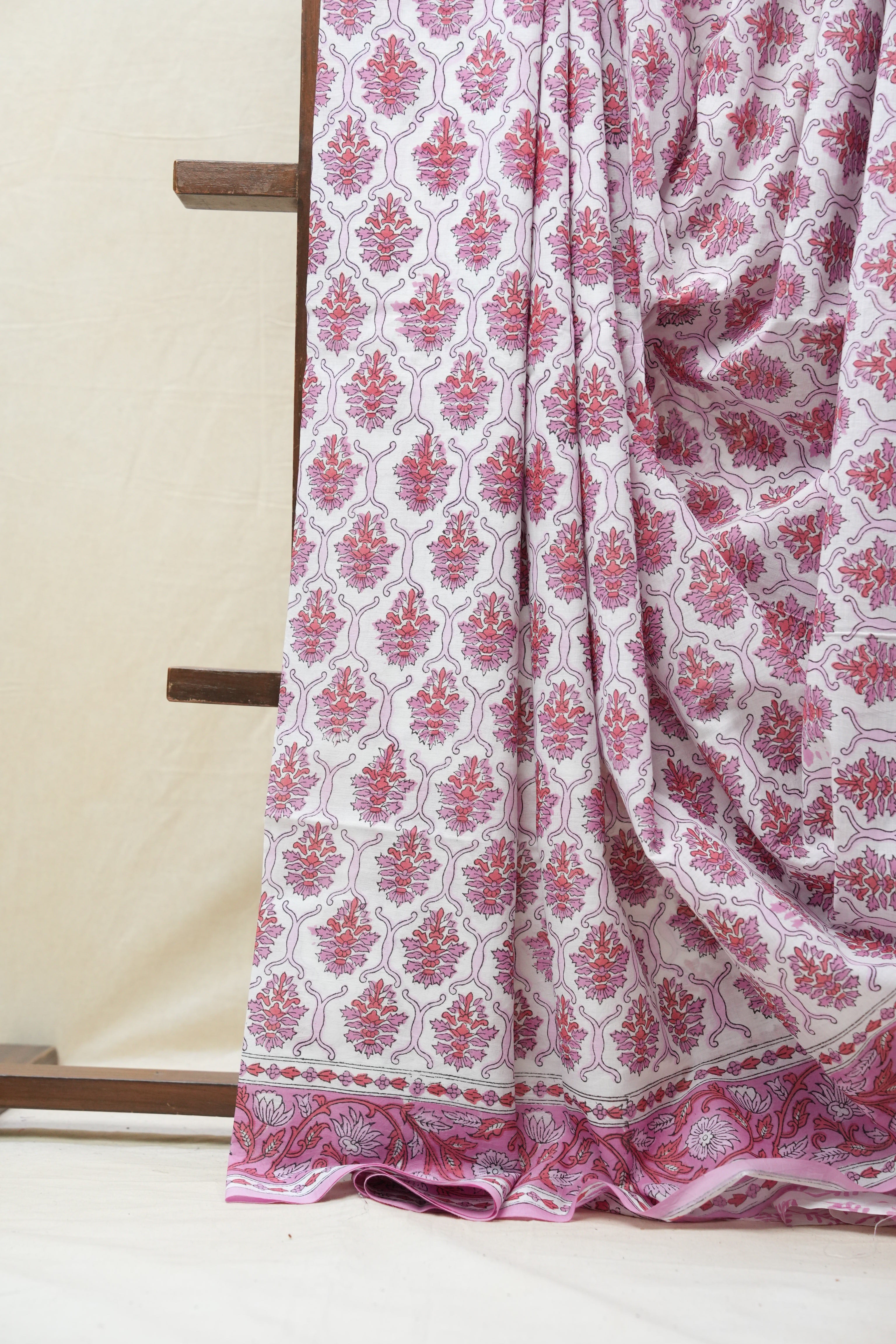 White HBP Cotton Saree - SRWCS2574