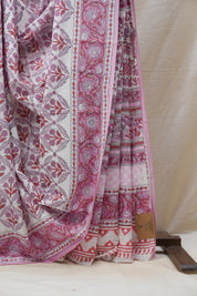 White HBP Cotton Saree - SRWCS2573