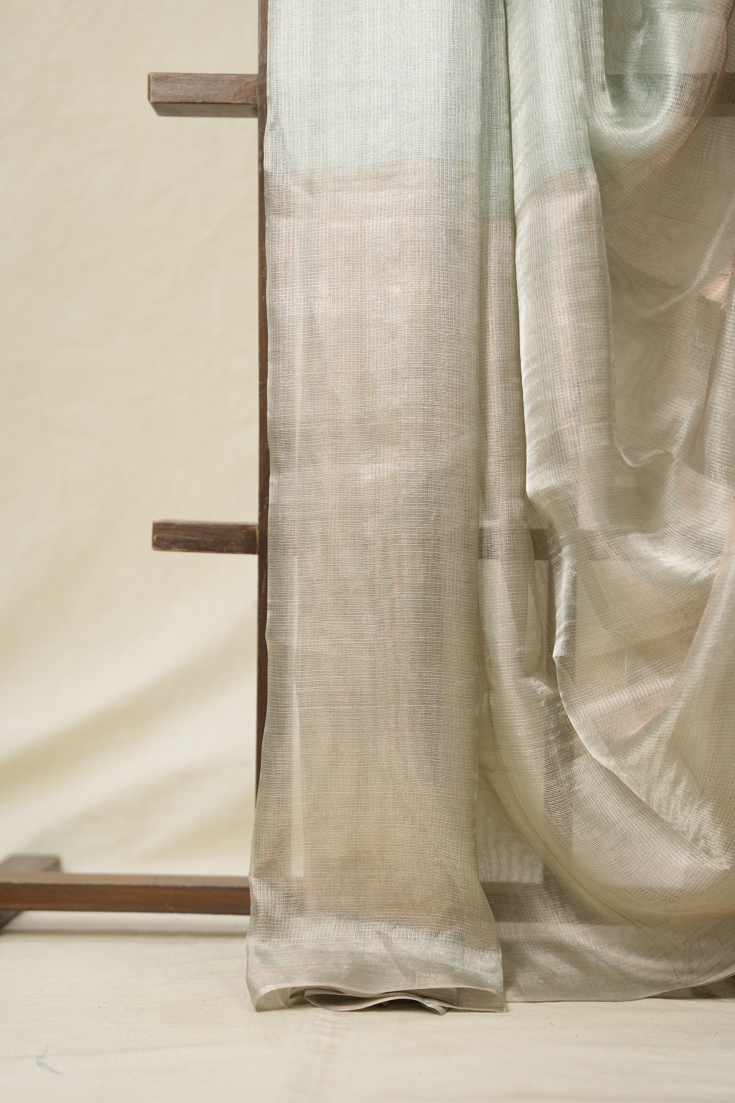 Mint Green Silver Tissue Tussar Silk Saree - SRMGSTTSS561