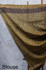 Olive Green HBP Cotton Silk Saree With Maheshwari Border - SROGCSS1026