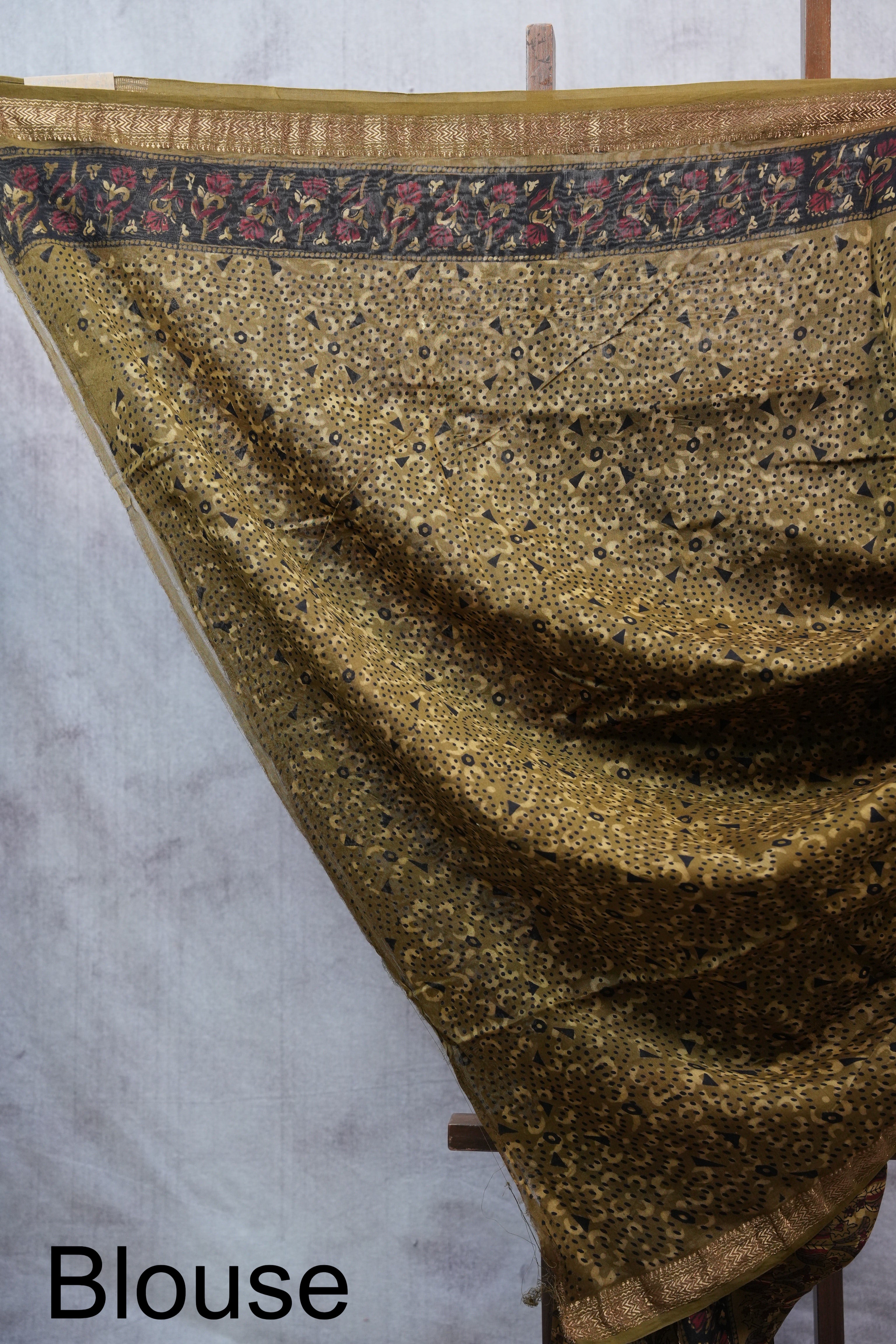 Olive Green HBP Cotton Silk Saree With Maheshwari Border - SROGCSS1026