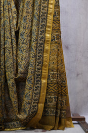 Olive Yellow HBP Cotton Silk Saree With Maheshwari Border - SROYCSS1025