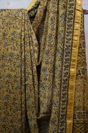 Olive Yellow HBP Cotton Silk Saree With Maheshwari Border - SROYCSS1025