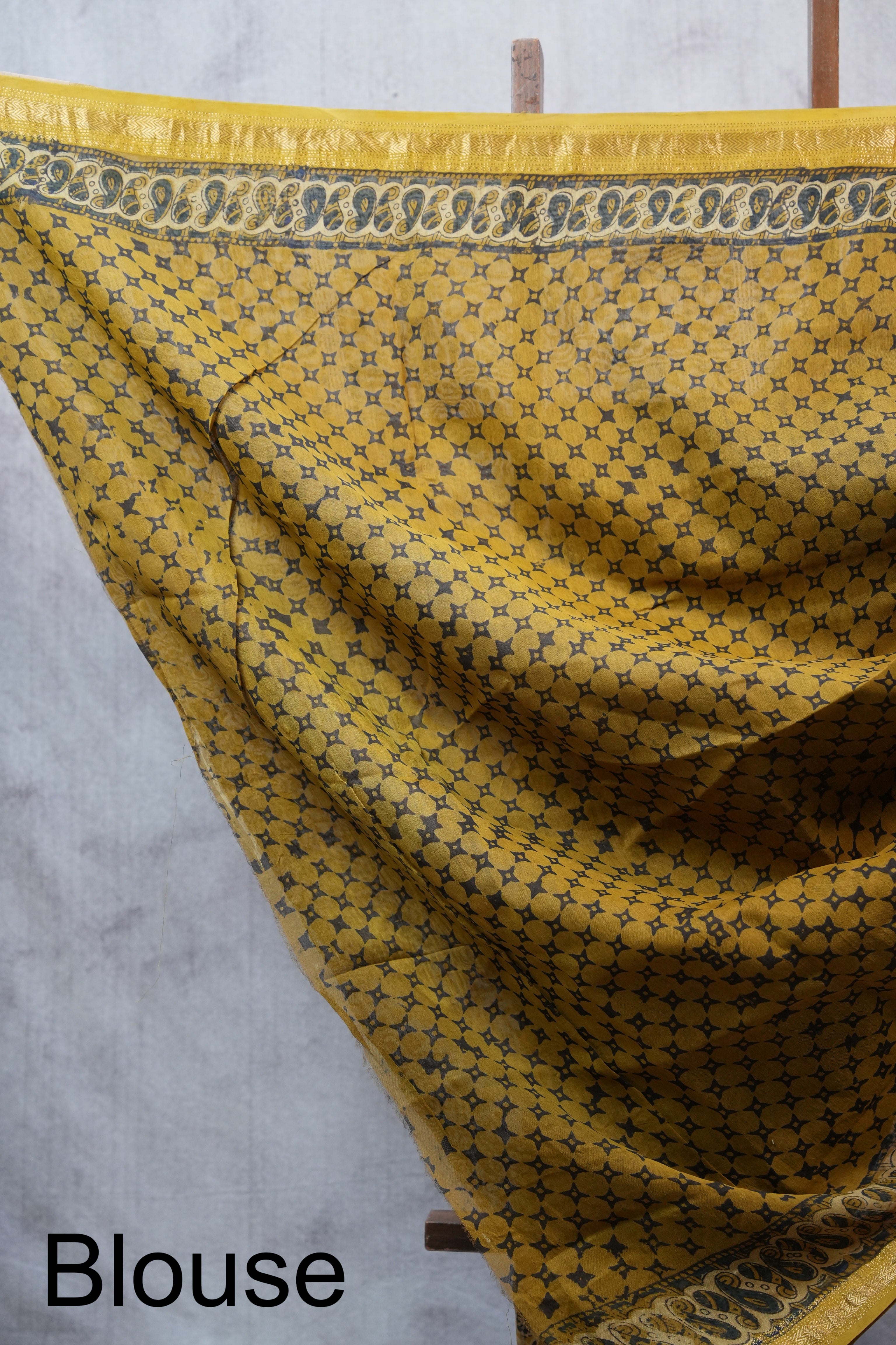 Olive Yellow HBP Cotton Silk Saree With Maheshwari Border - SROYCSS1025