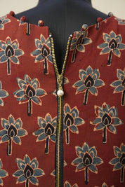 Maroon HBP V-Neck Ajrakh Cotton Blouse - SRMACB62