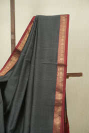 Grey-Black Maheshwari Saree - SRGBMS1343