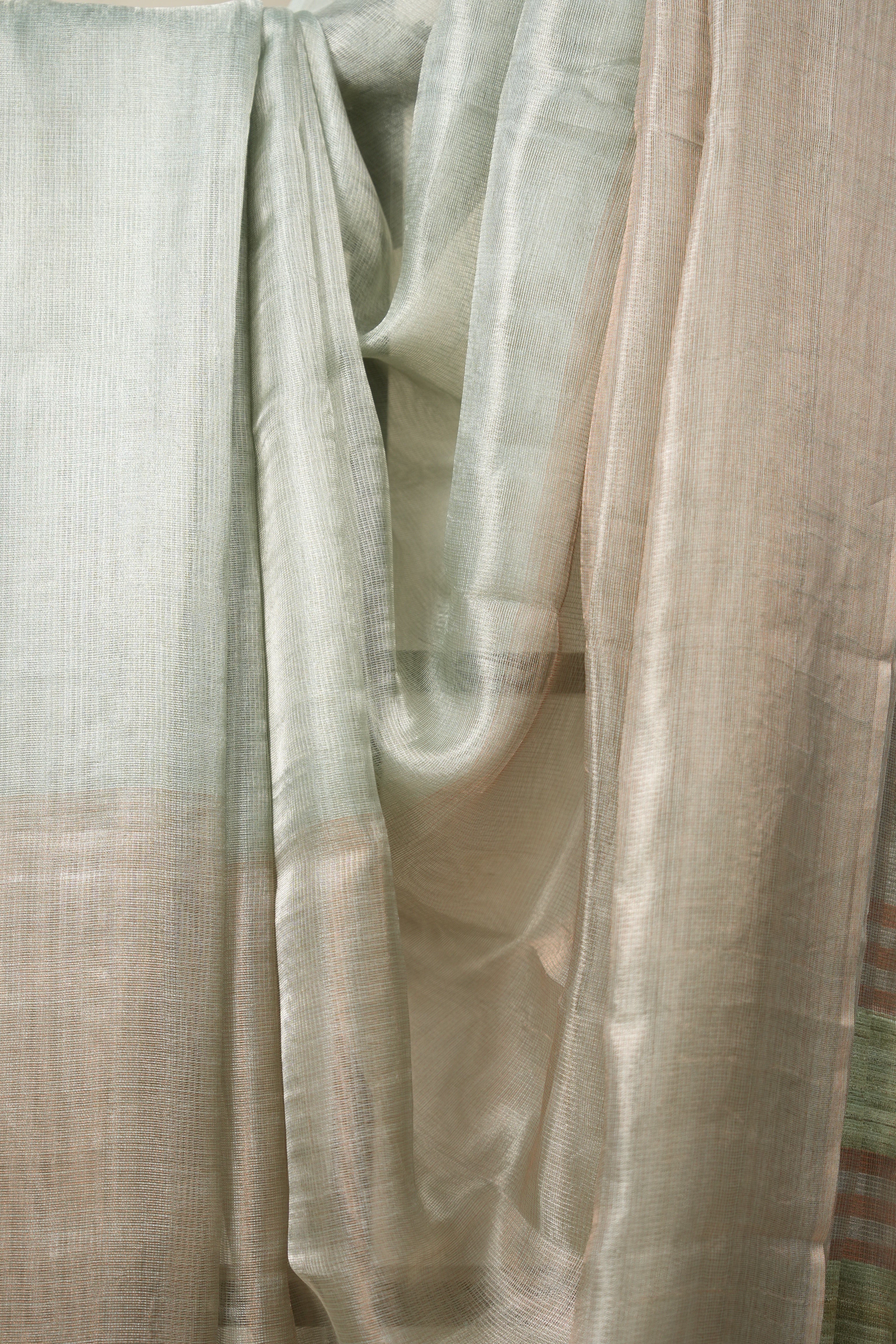 Mint Green Silver Tissue Tussar Silk Saree - SRMGSTTSS561