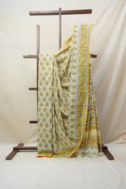 White HBP Cotton Saree - SRWCS2570