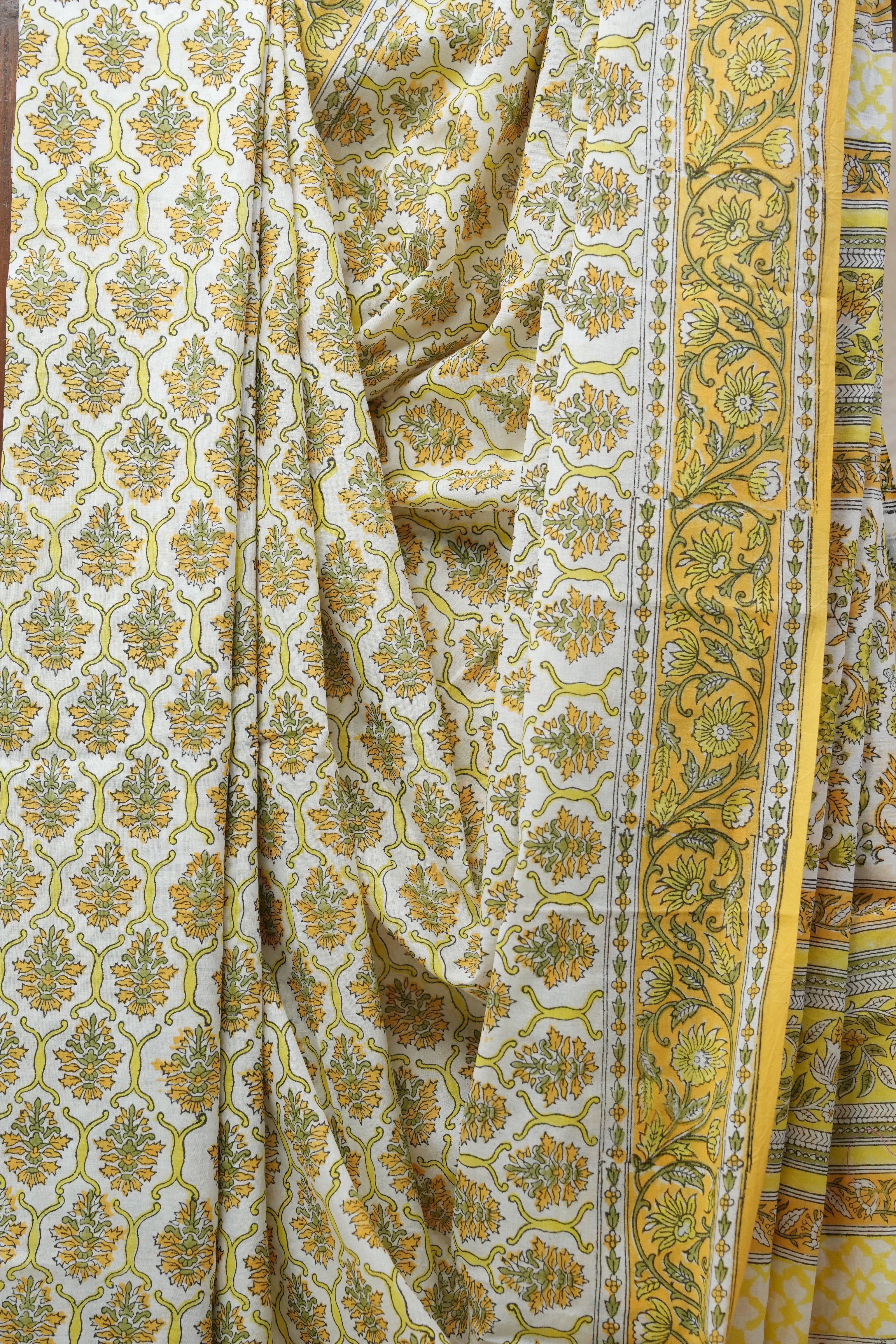 White HBP Cotton Saree - SRWCS2570