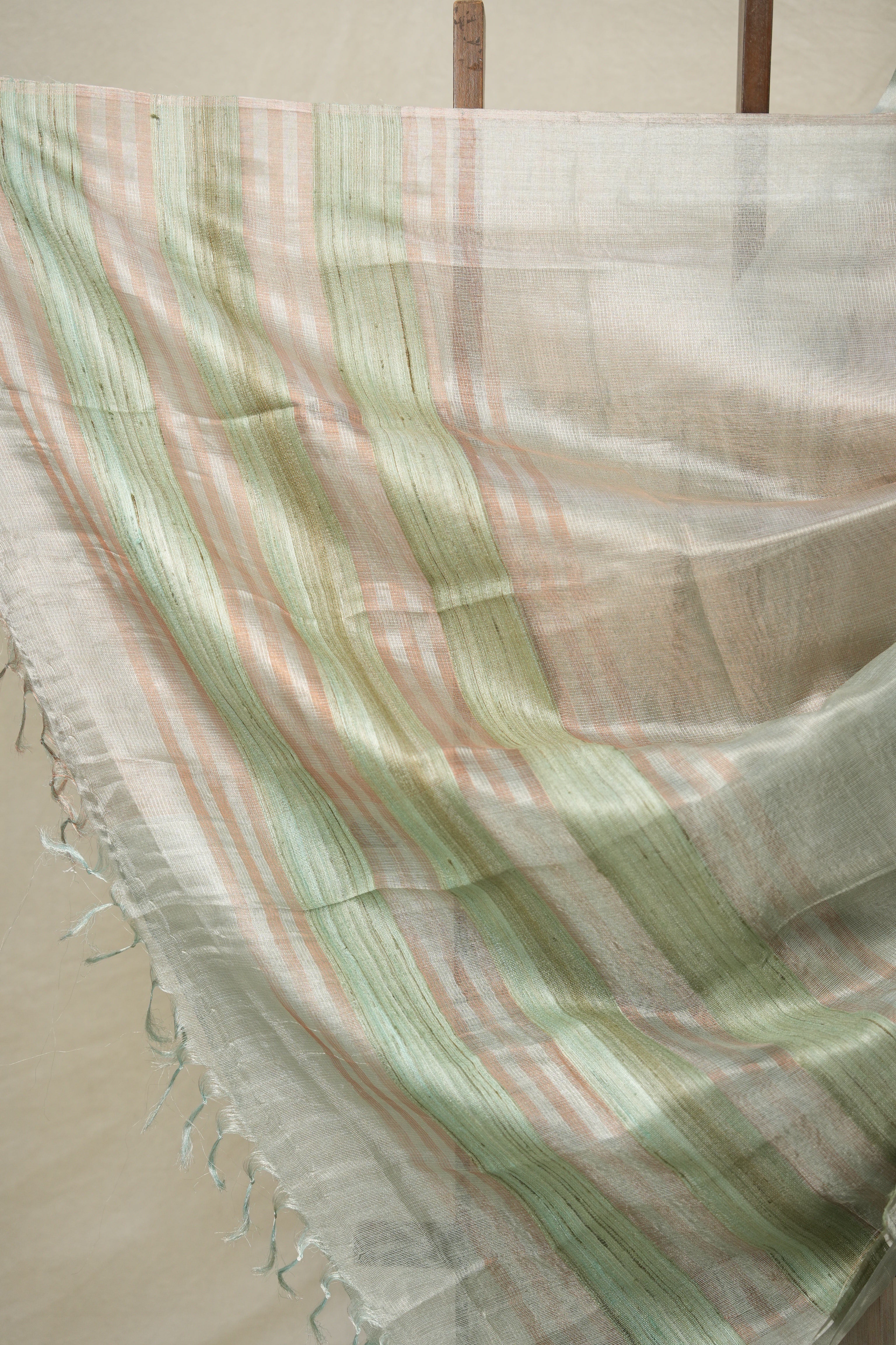 Mint Green Silver Tissue Tussar Silk Saree - SRMGSTTSS561