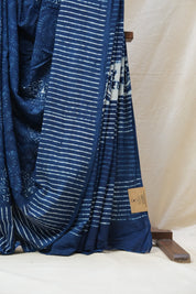 Indigo HBP Cotton Saree - SRICS2594