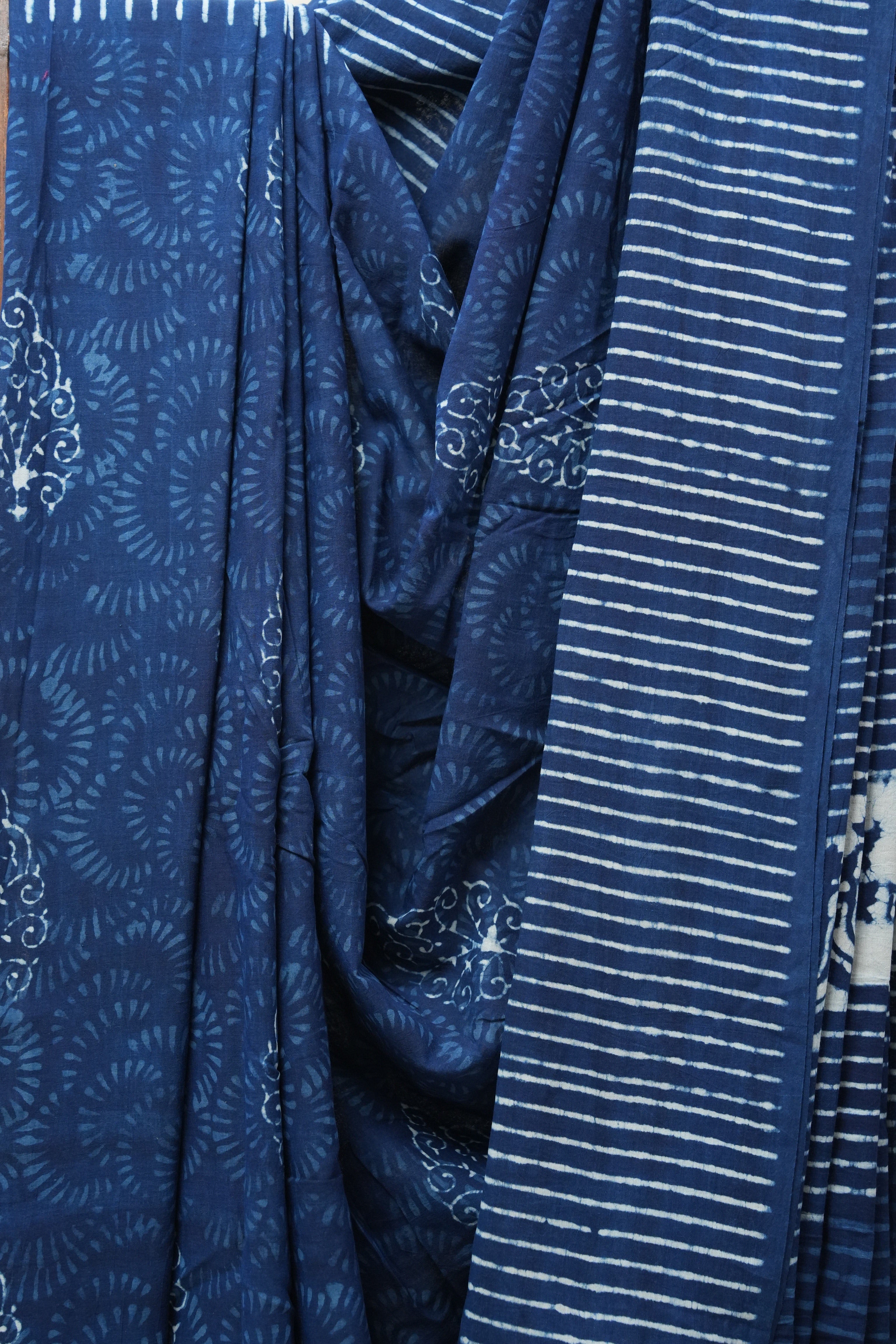 Indigo HBP Cotton Saree - SRICS2594