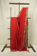 Red Maheshwari Saree- SRRMS1348