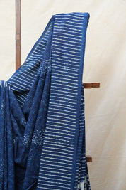 Indigo HBP Cotton Saree - SRICS2594