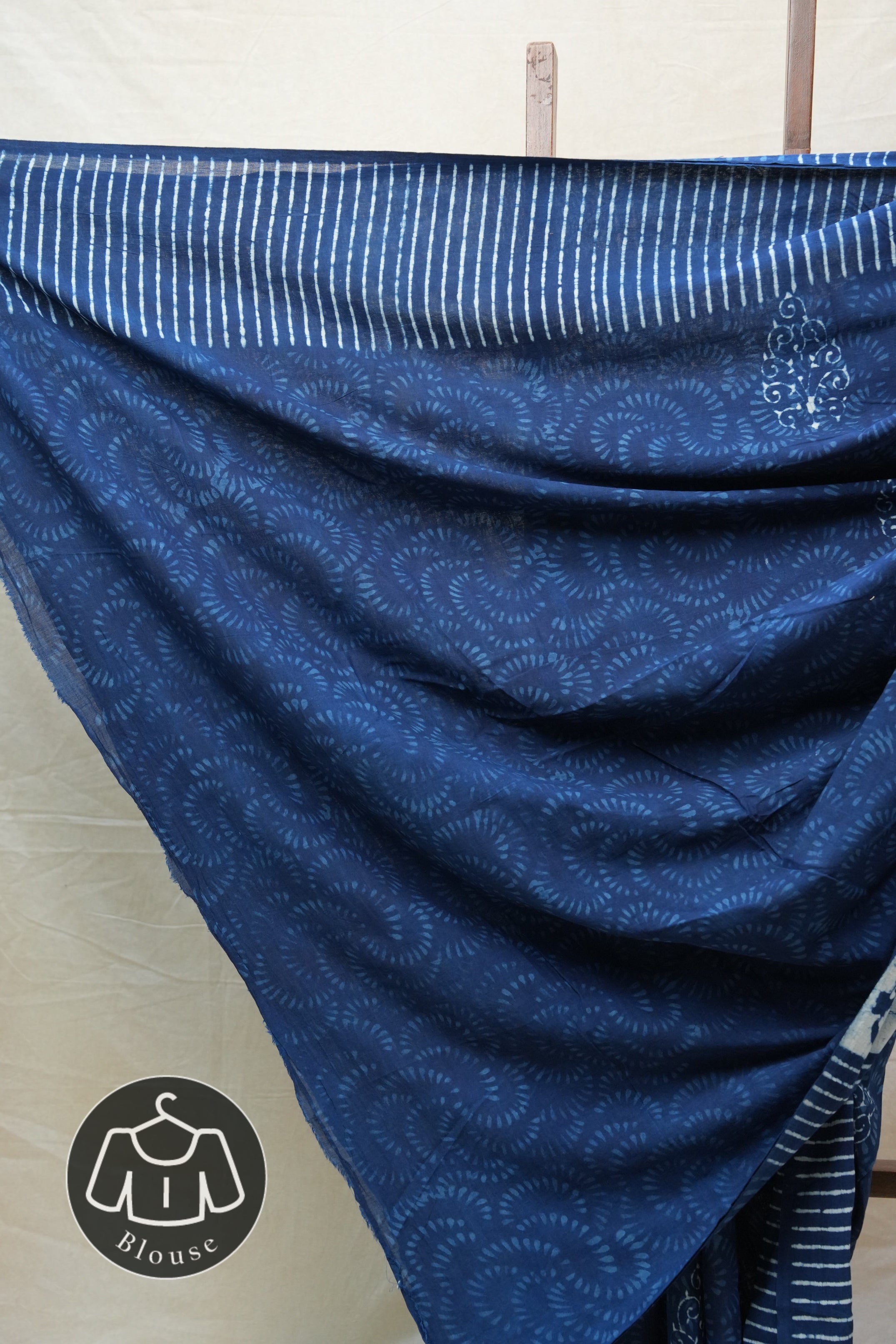 Indigo HBP Cotton Saree - SRICS2594