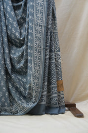 Dark Grey HBP Cotton Saree - SRDGCS2595
