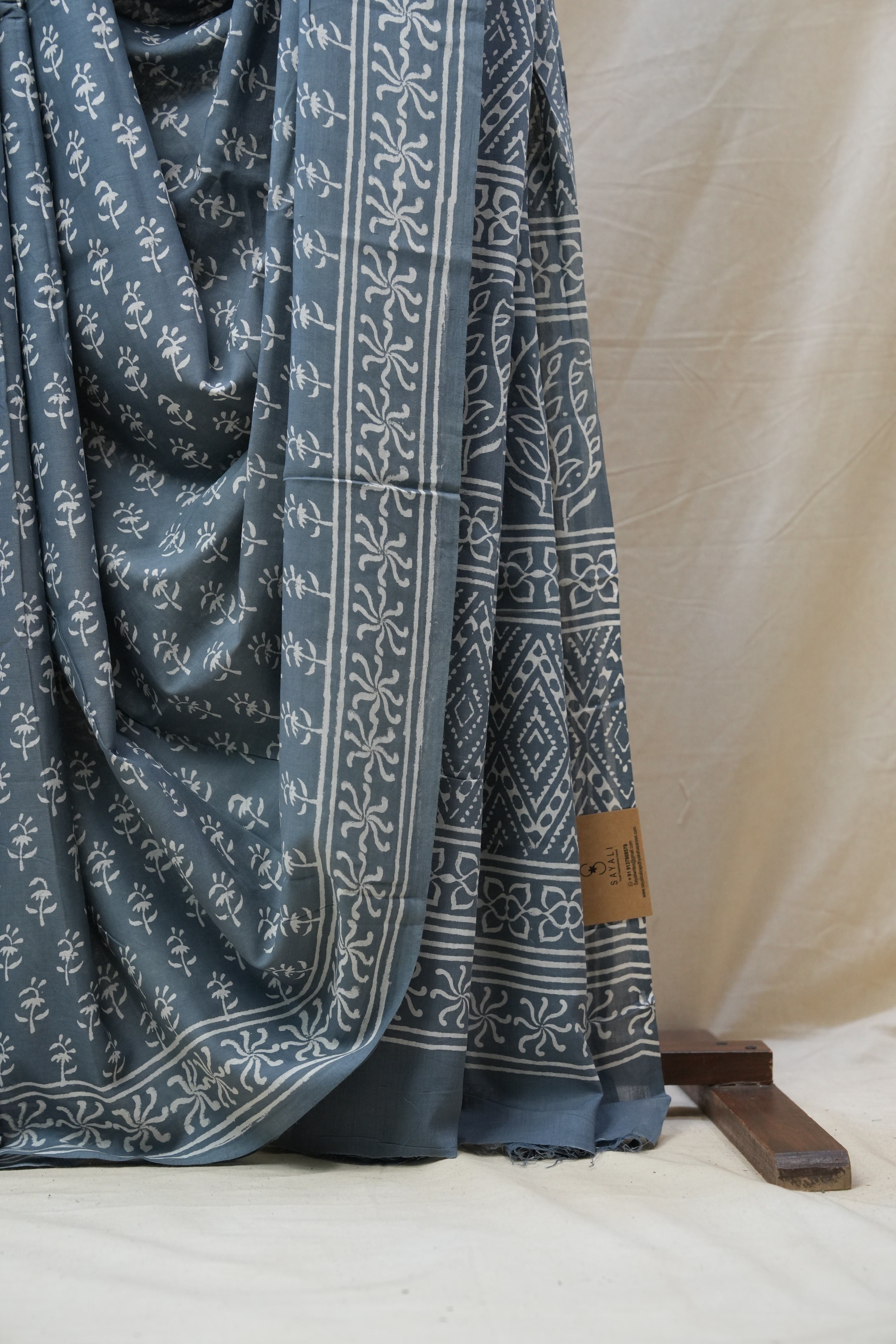 Dark Grey HBP Cotton Saree - SRDGCS2595